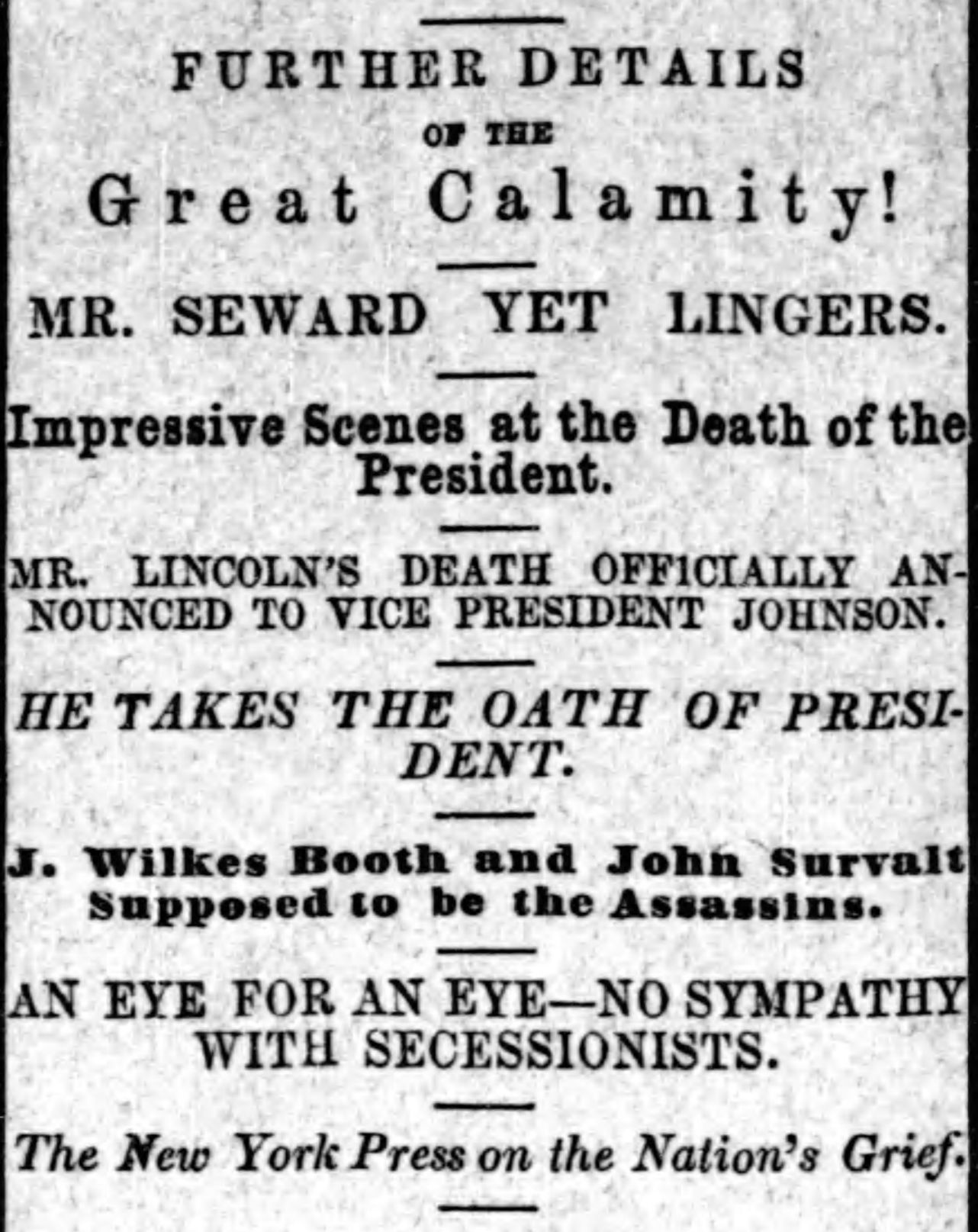 Further details of the great calamity!